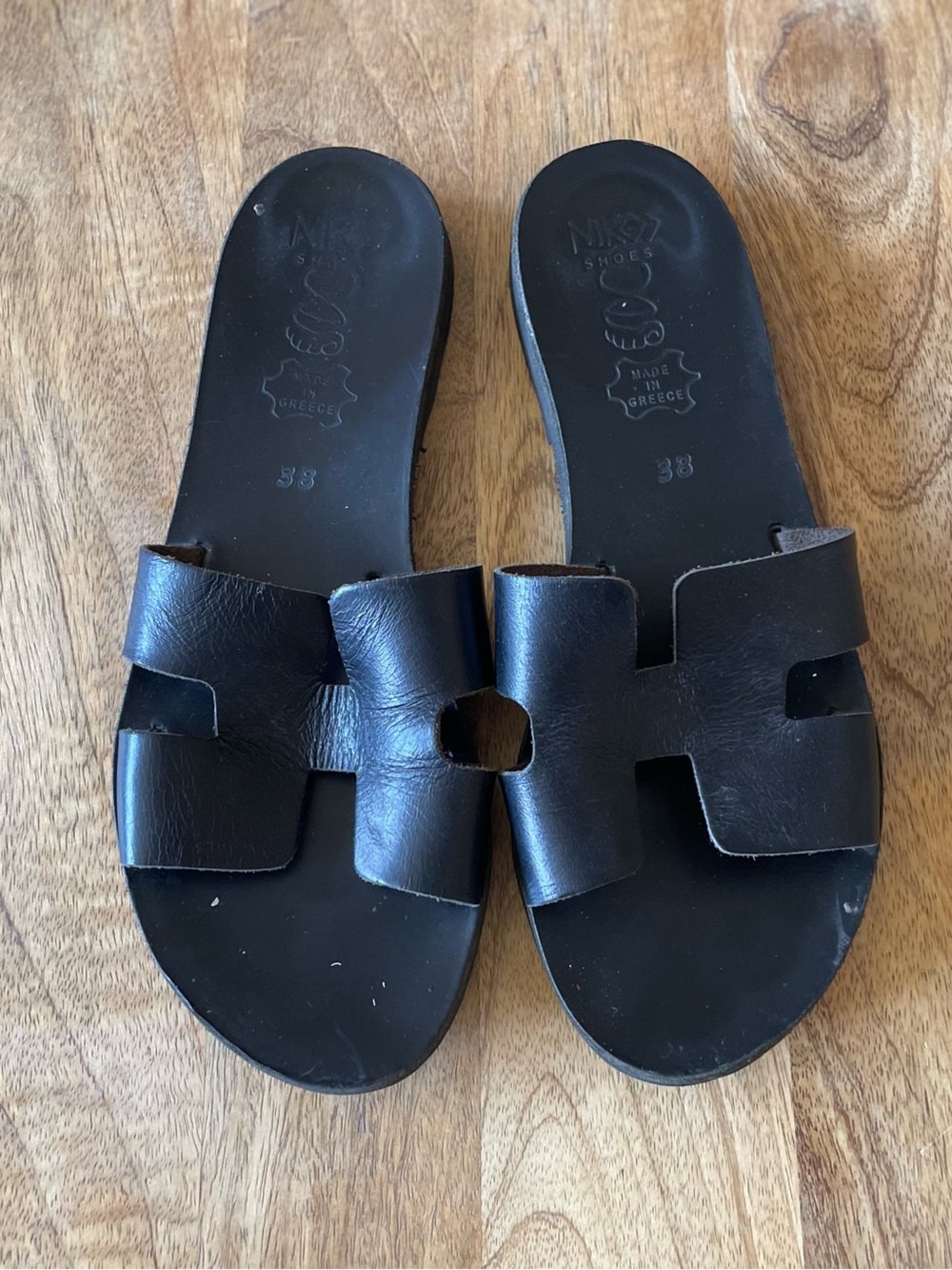 Nikos Shoes Greek Leather Slide Sandals